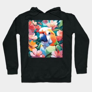 Garden Lovebird- lovebird in front of vibrant florals Hoodie